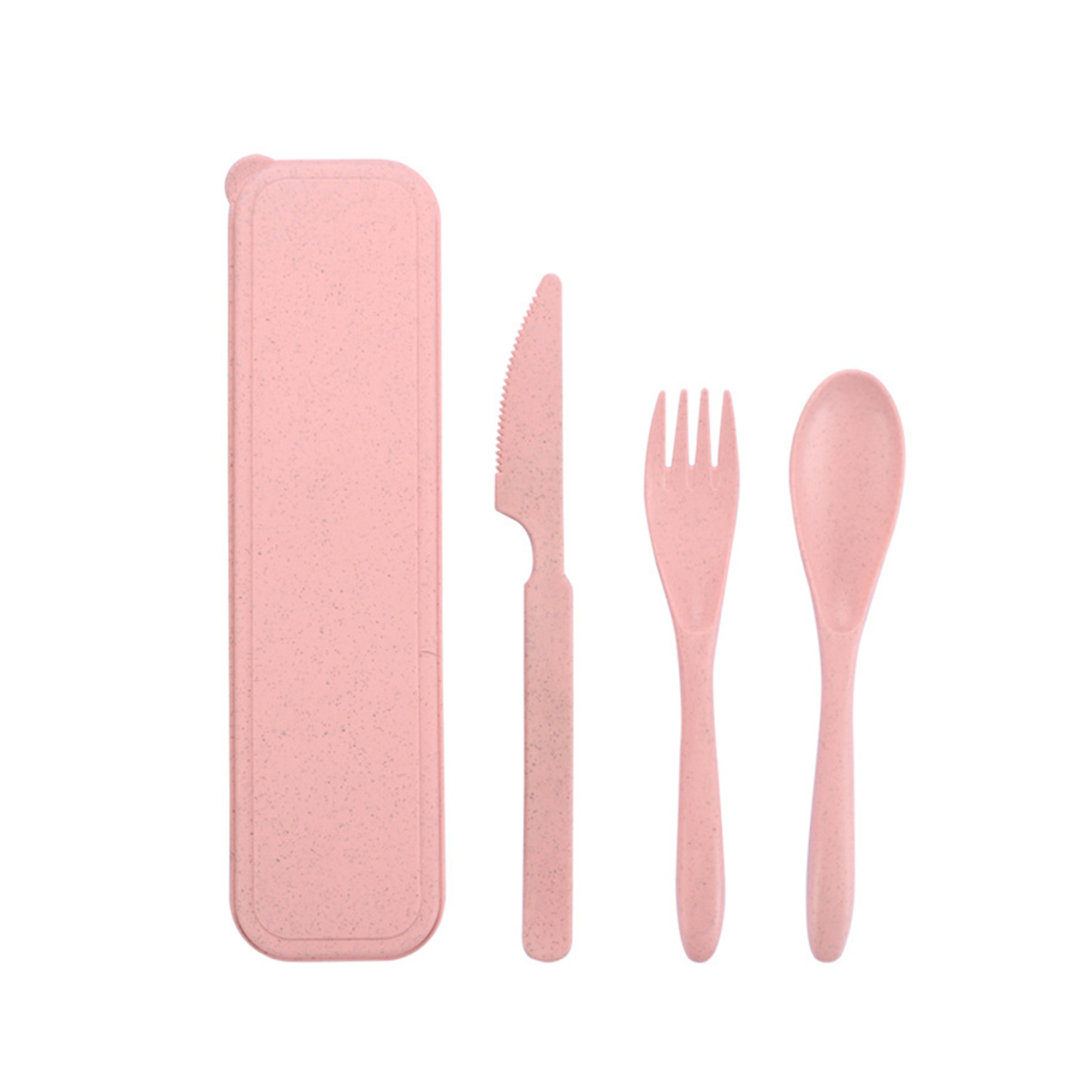 Wheat Straw Cutlery Set With Travel Case 8.3" Length X 2.2" Width 4