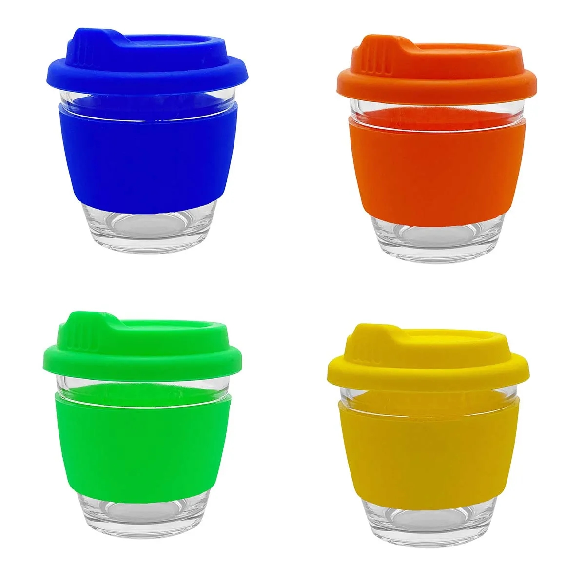 8 oz. Reusable Glass Coffee Cup with Lids 5
