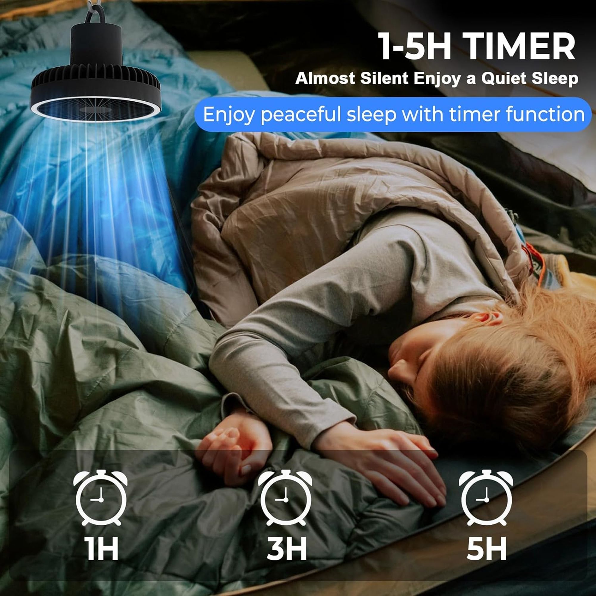 Camping Fan With LED Lantern 2