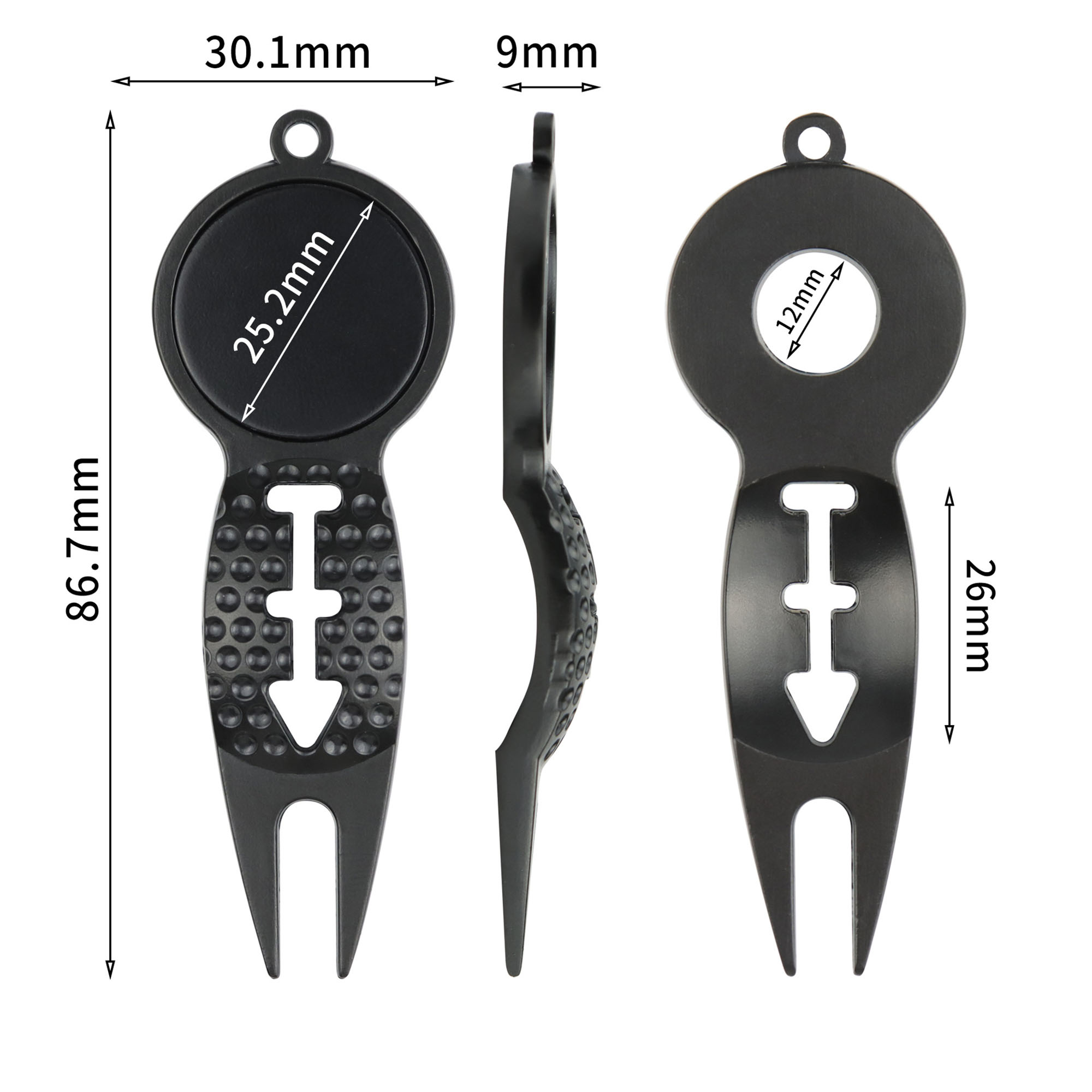 Zinc Alloy Golf Divot Fixer Tool With Key Buckle 3