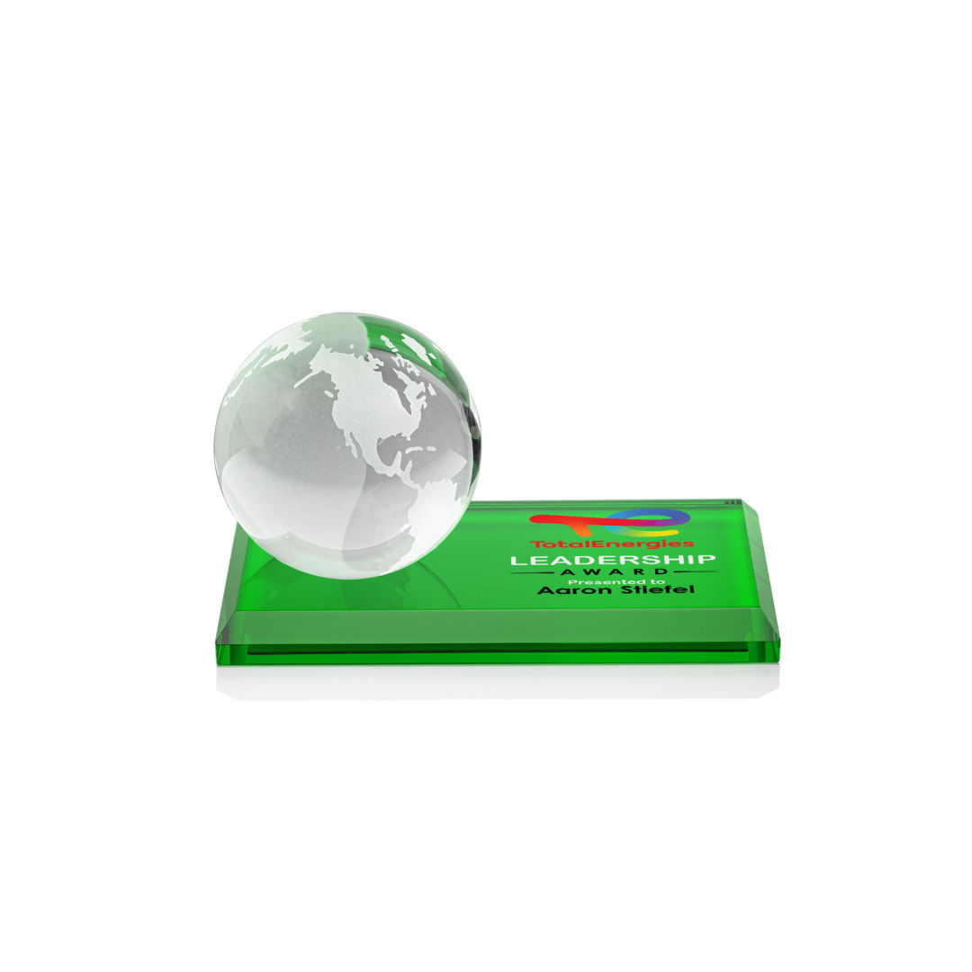 Globe VividPrint™ Award on Rectangle Base - Green 7