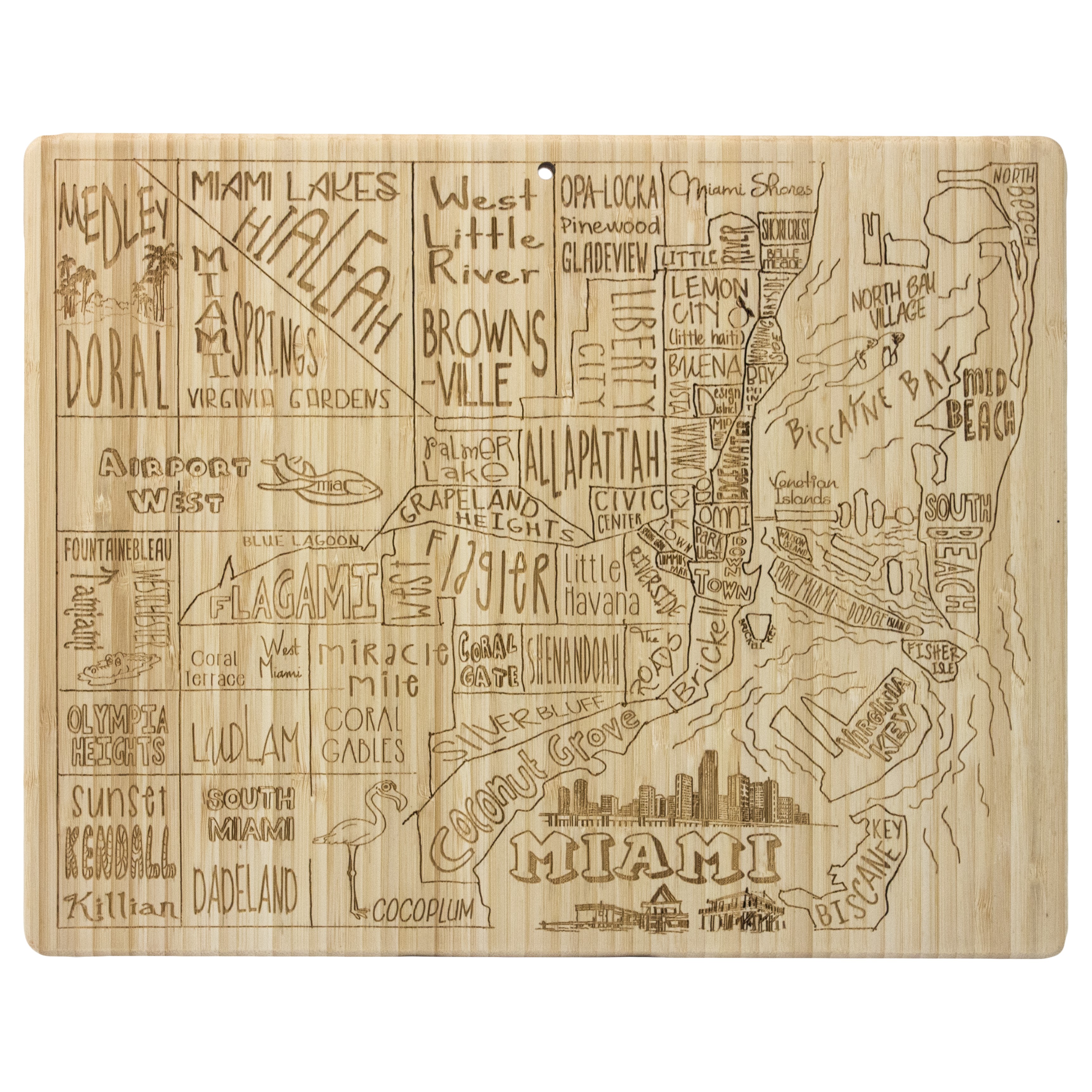 Miami City Life Bamboo Cutting & Serving Board