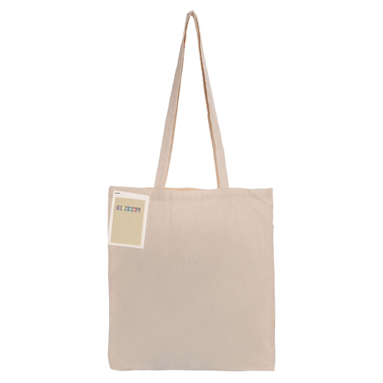 Colouring Long Handle Calico Shopper, custom tote bag with logo imprint 5