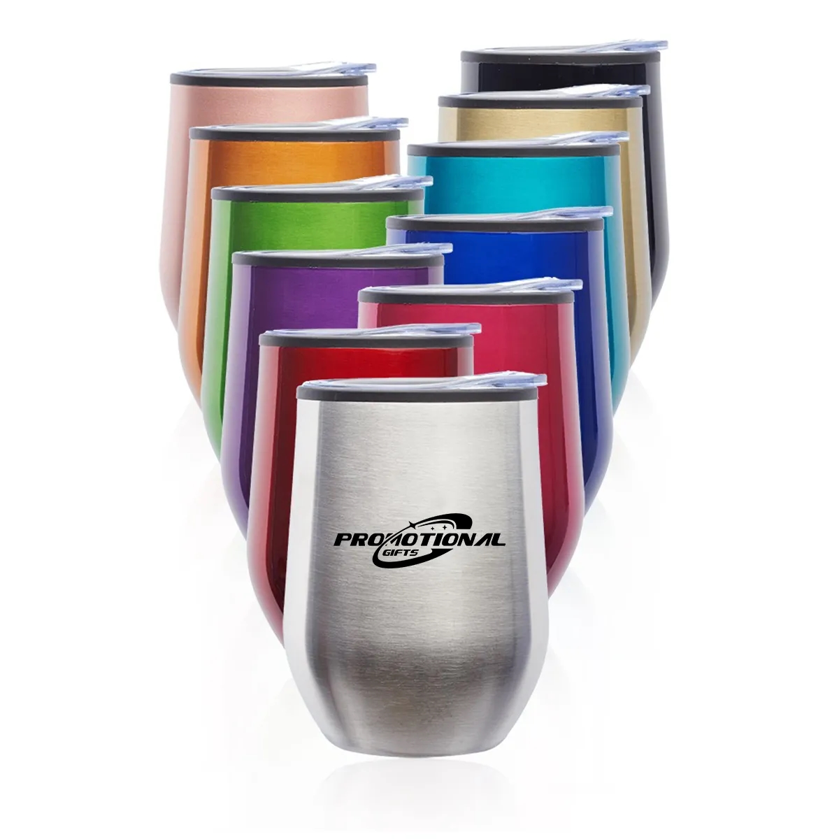 12 Oz Stemless Wine Glasses Tumbler w/Lid 3