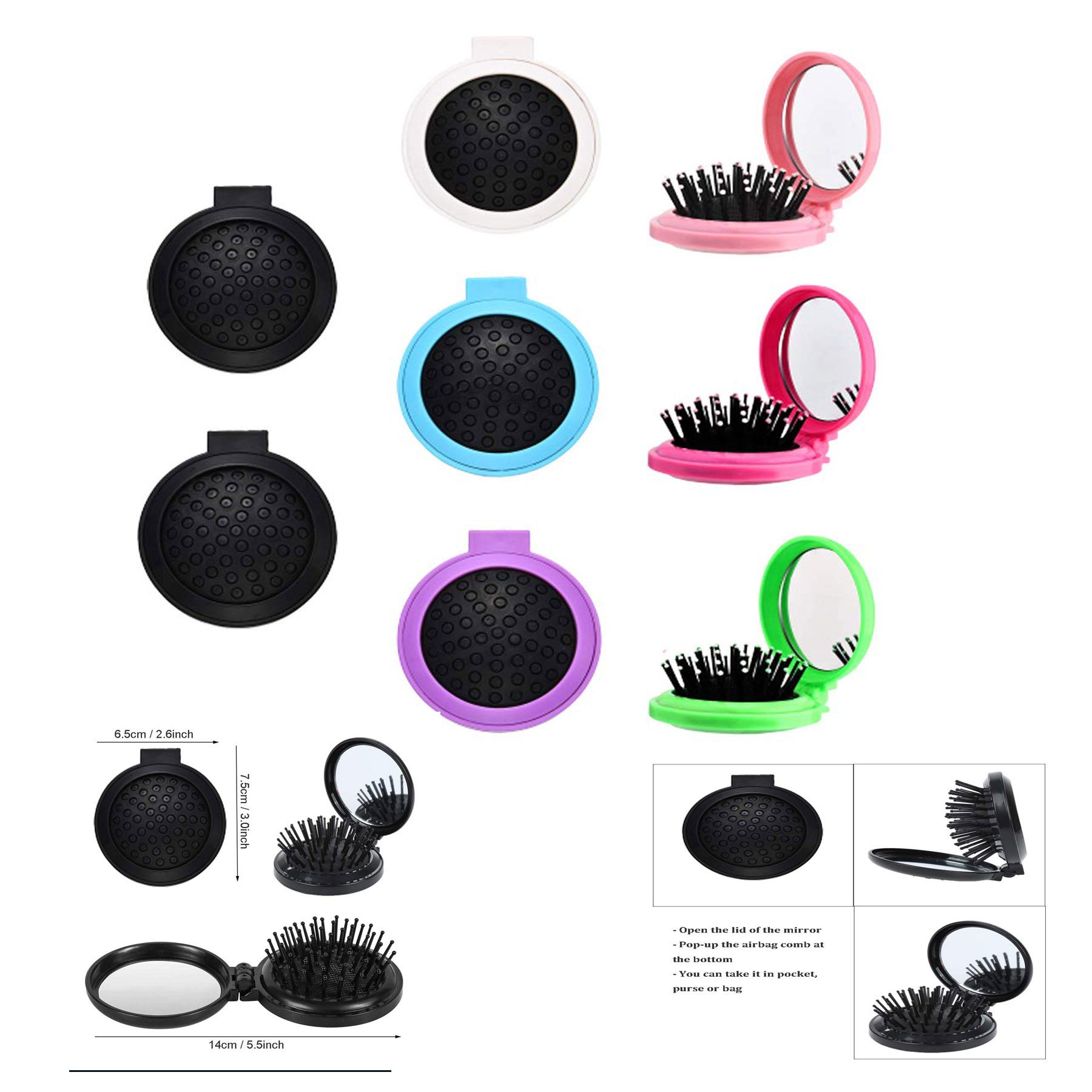 Folding Mini Pocket Hair Comb With Mirror 1