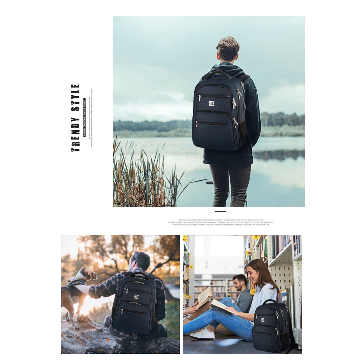 Travel Laptop Backpack Water Resistant Sturdy 15.6 Inch Backpack with USB Charging Port, College 5
