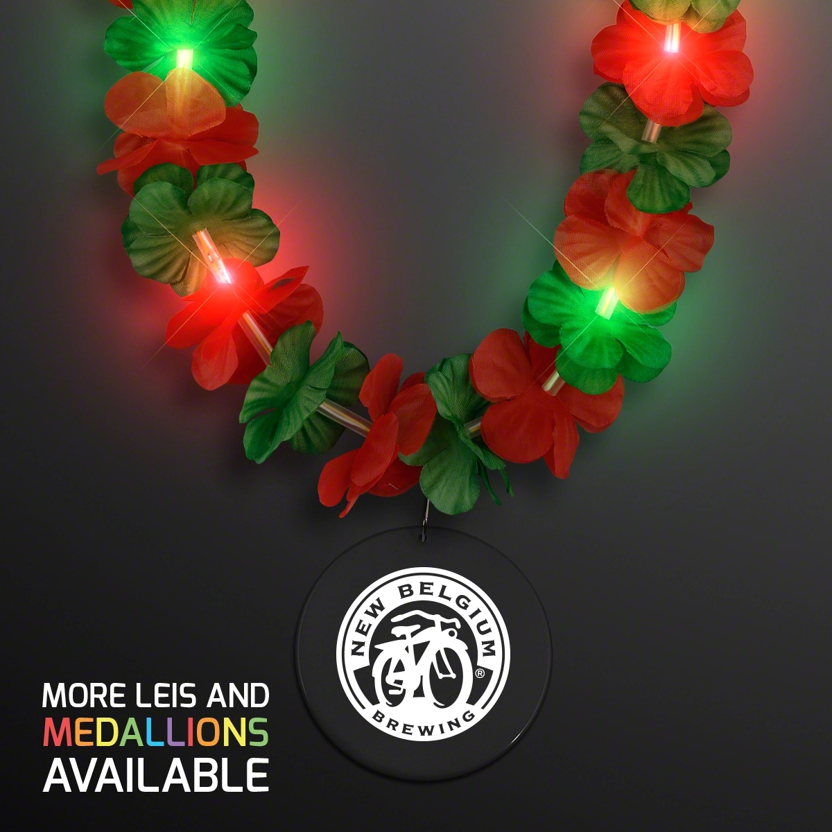 LED Christmas Hawaiian Lei Party Necklace with Medallion 11