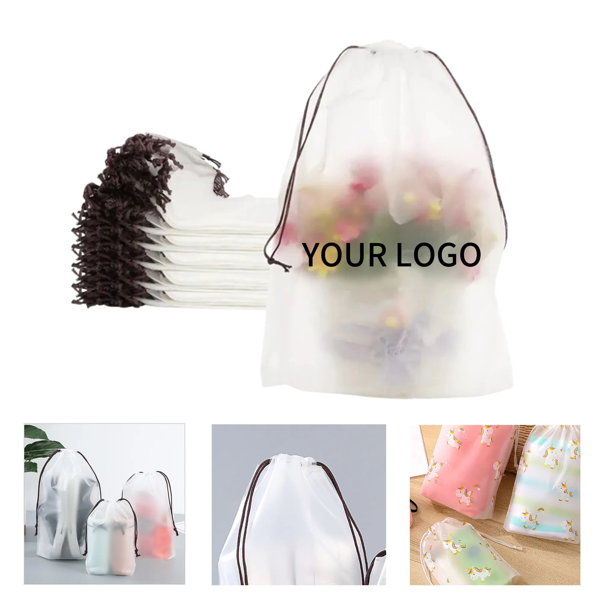 PEVA Drawstring Bag 8x6.3 3