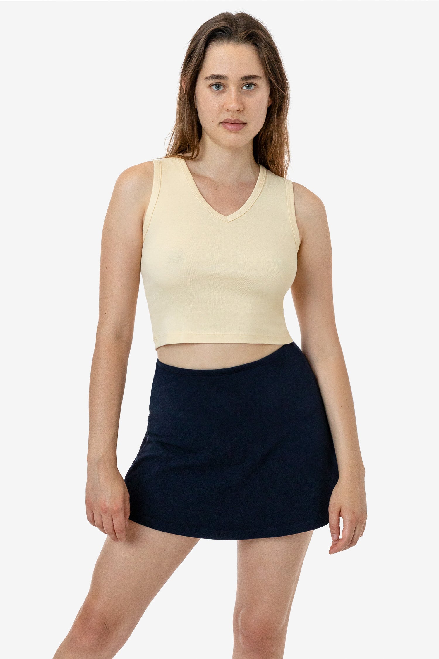 BABY RIB SLEEVELESS V-NECK CROP TANK 2