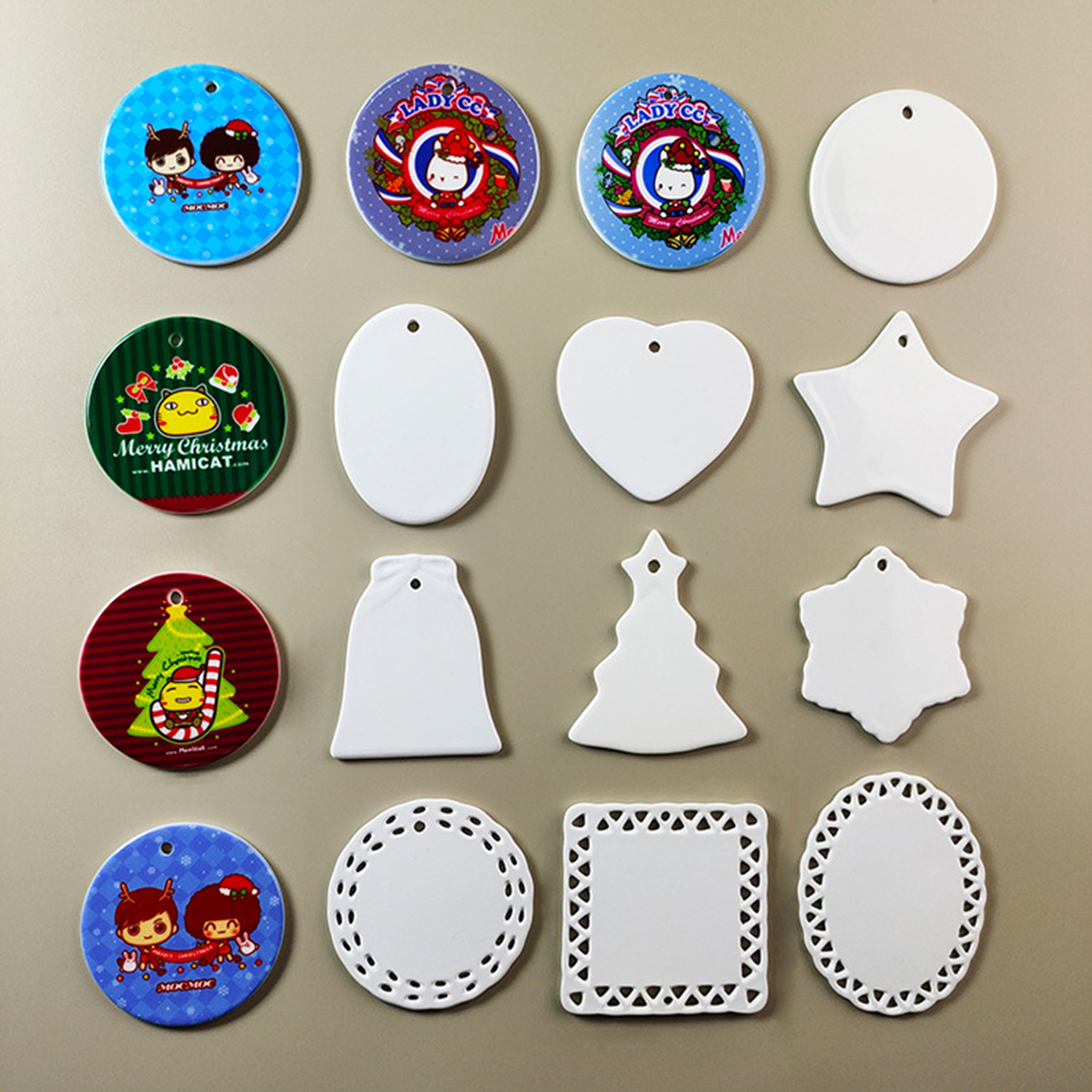 Customizable Round Christmas Ceramic Ornaments 4