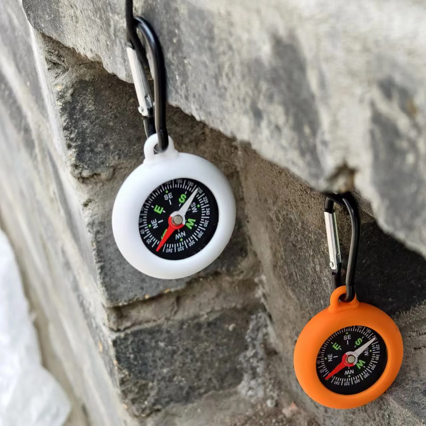 Pendant Silicone ABS Compass with Hanging Carabiner 9