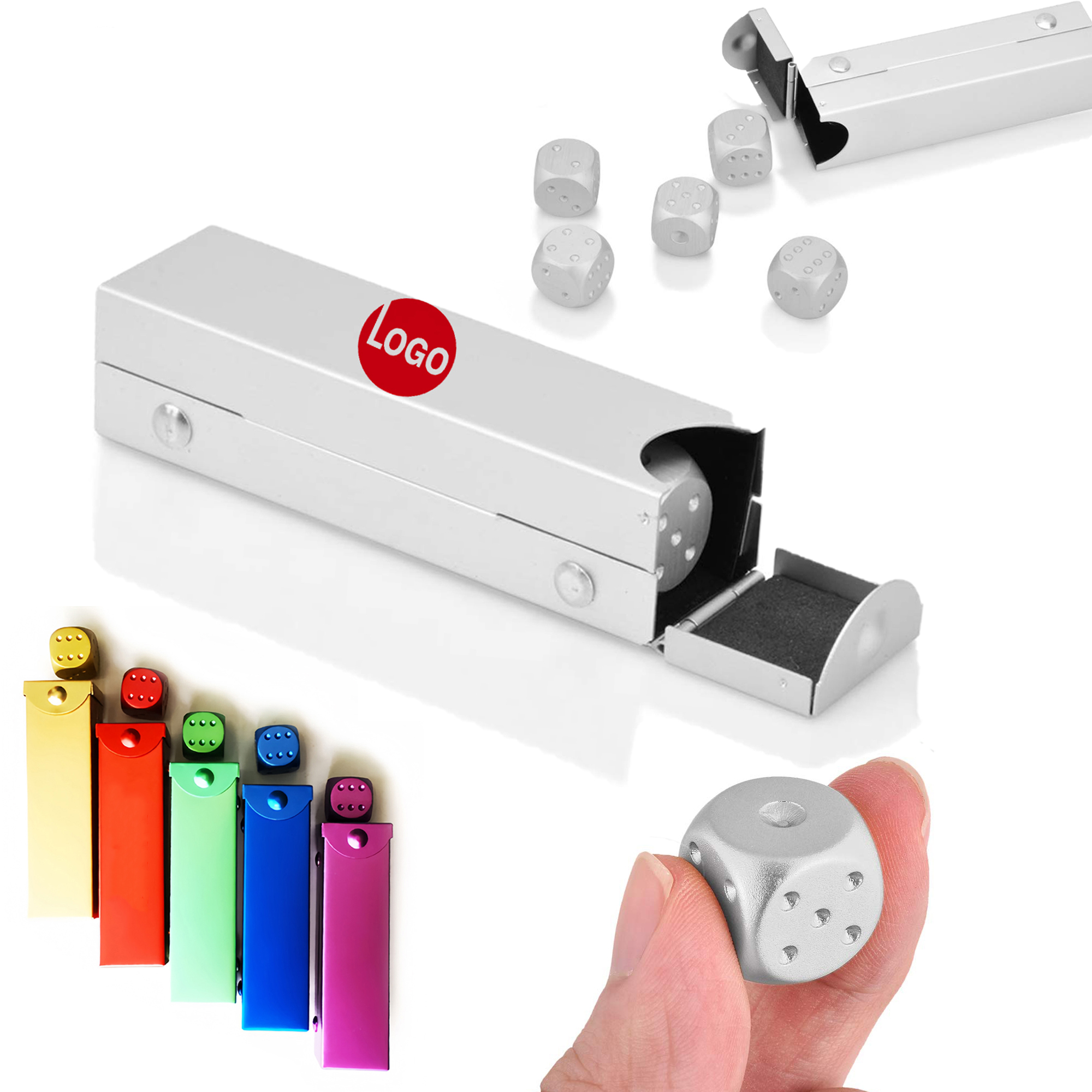 Aluminum Alloy Dice Set with Metal Storage Box 4
