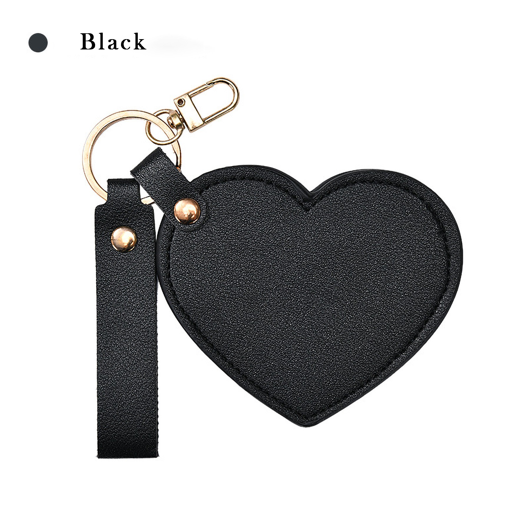 Leather Key Chain With Heart-Shaped Makeup Mirror 5
