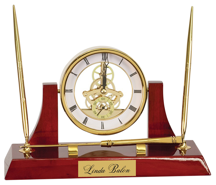 Dario Executive Desk Clock/Pen Set-Gold 1