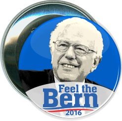 Sanders, Feel the Bern Blue Background, Political Button