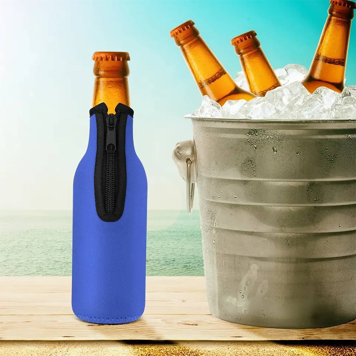 12oz Insulated Beer Bottle Sleeve with Zipper 7