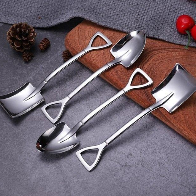 Creative 410 Stainless Steel Shovel Shaped coffe Ice cream Dessert Spoon 5