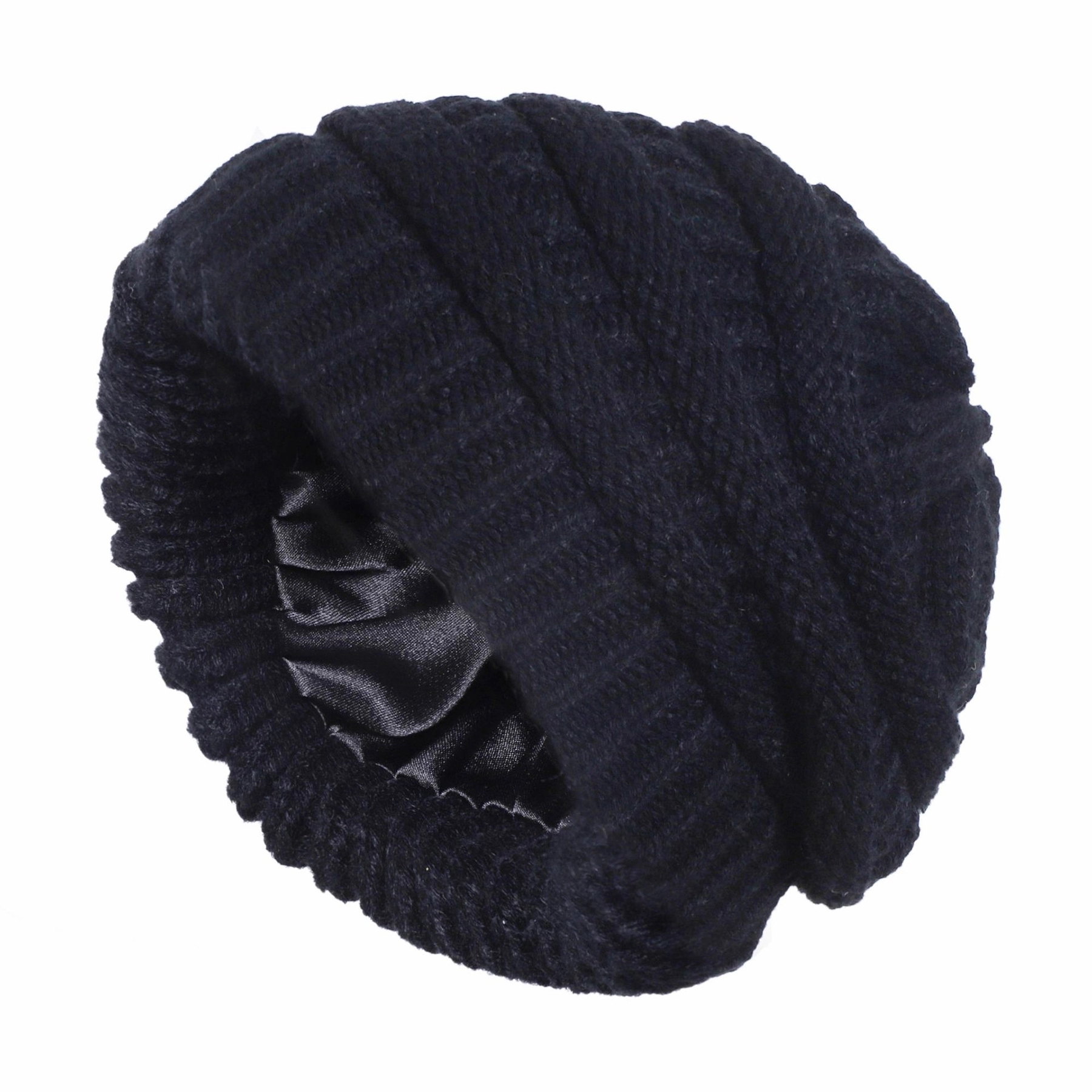 Winter Knitted Satin Lined Beanie Hats 19