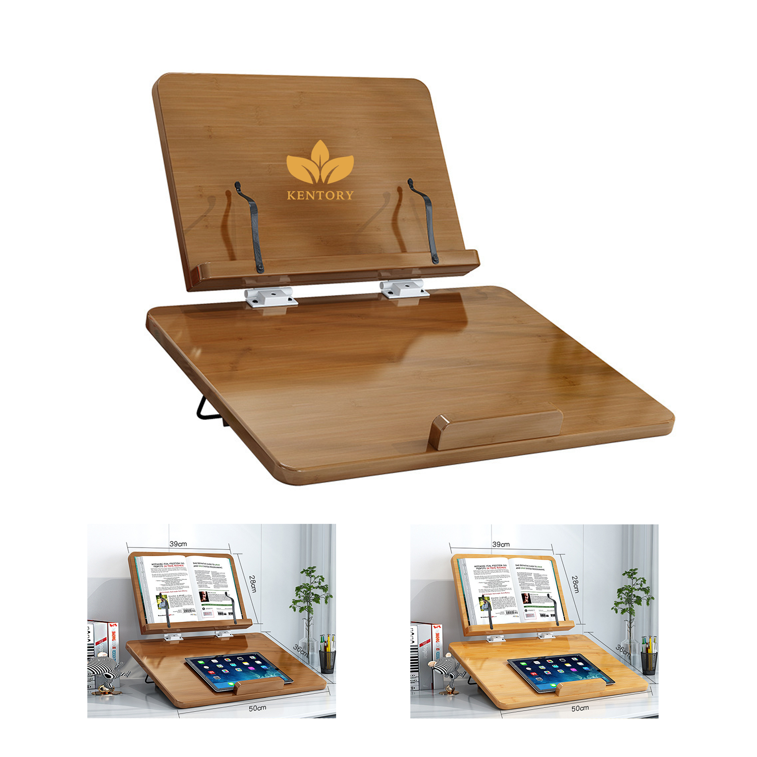 Bamboo Book Stand Large Double-Layer 2