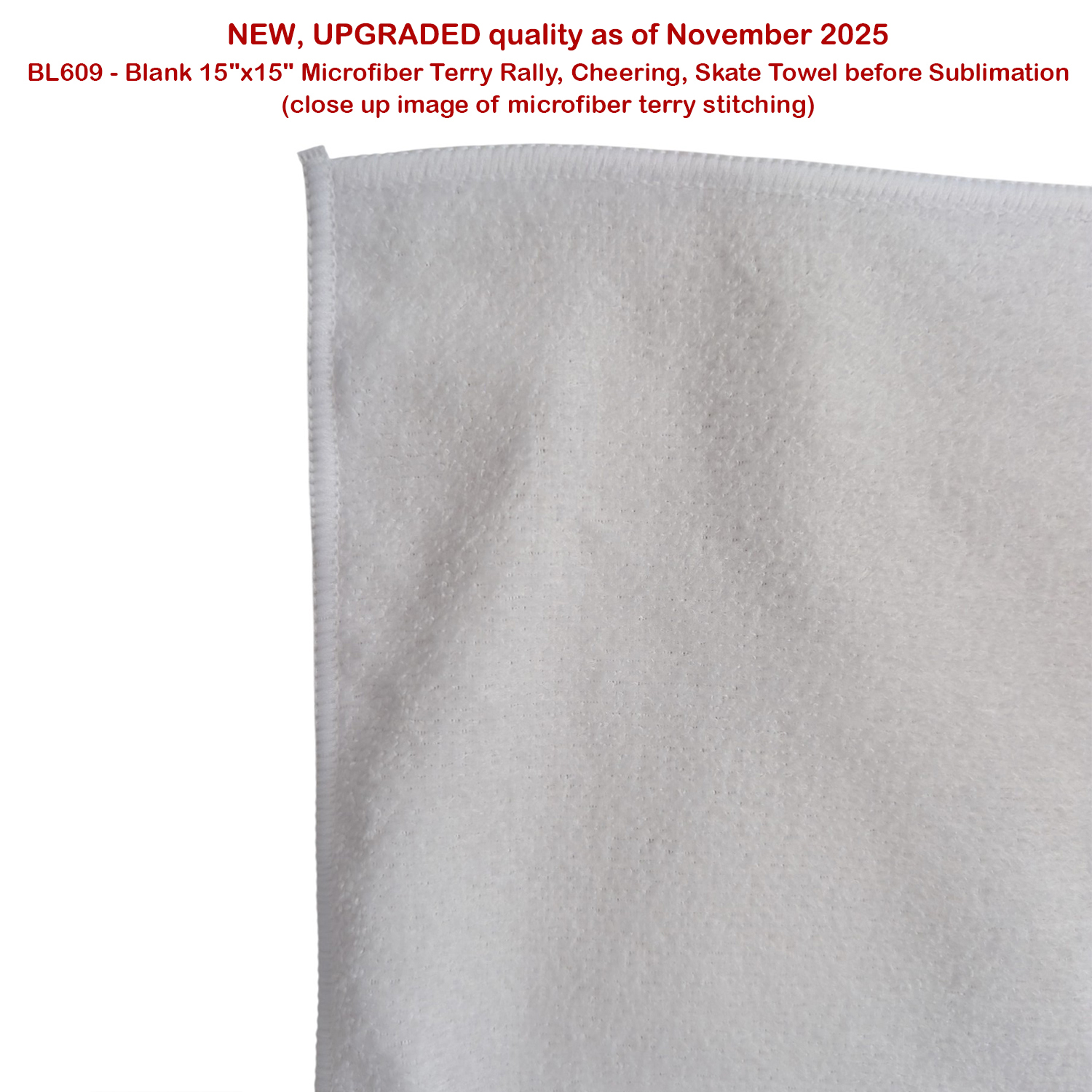 Colored Microfiber Dri-Lite Terry Rally, Sports, Skate Towel, 15x15 Sublimated Edge to Edge 1 side 5