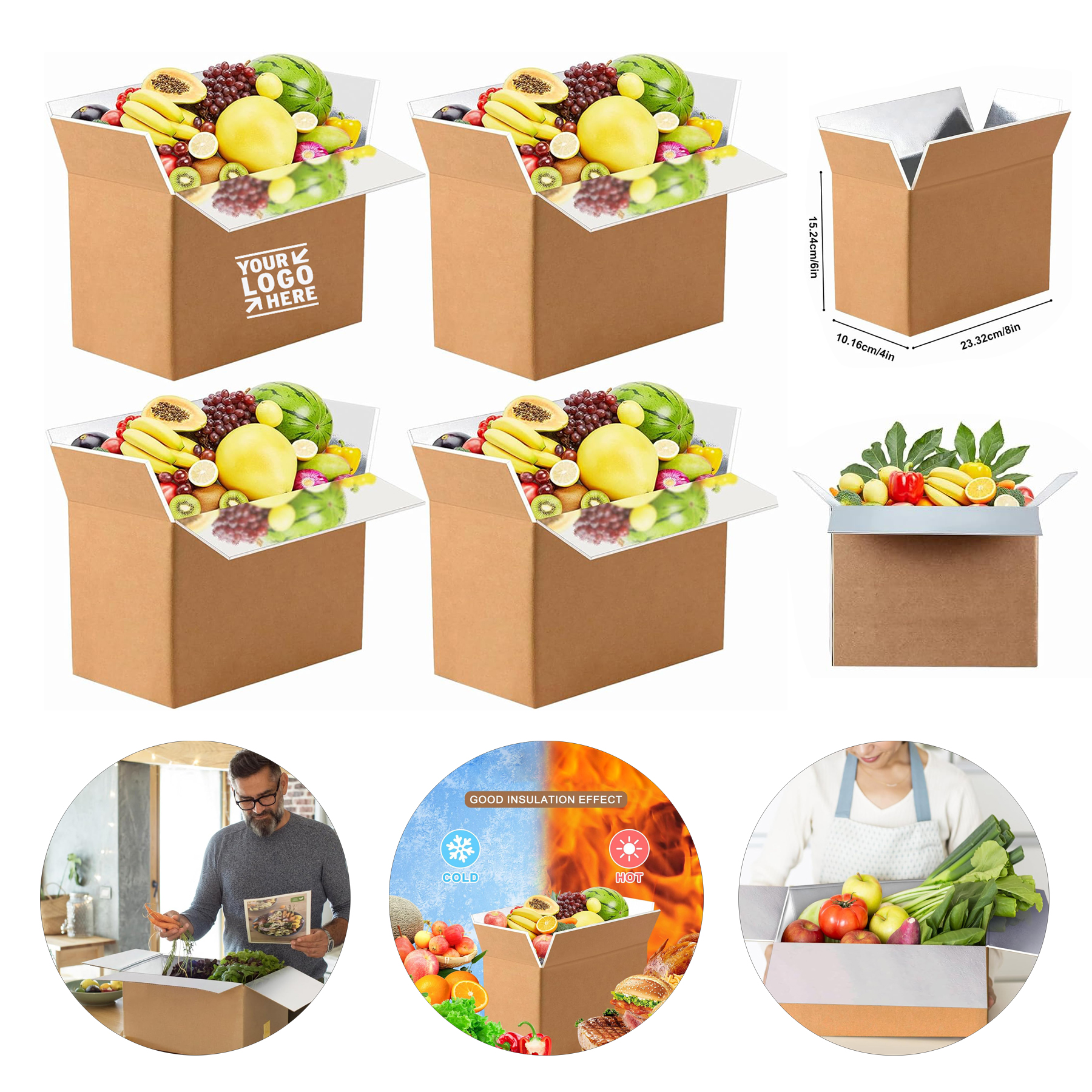 Insulated Thermo Chill Insulated Frozen Food Reusable Shipping Box with Aluminum Foil Liner 2