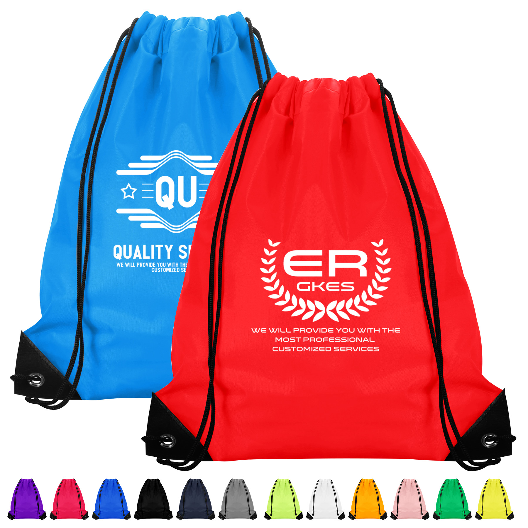 210D Polyester Drawstring Backpack With PU Corners 5