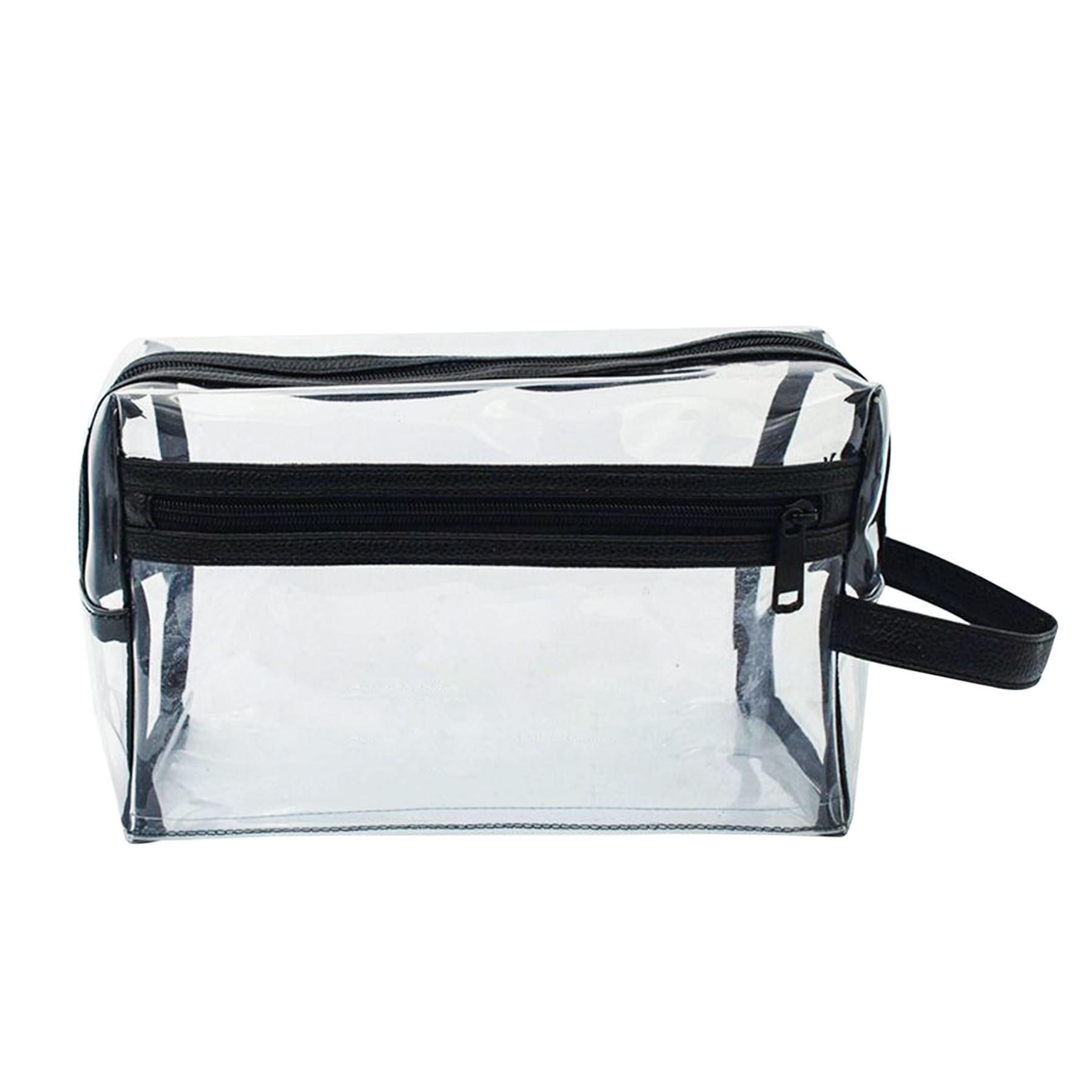 Clear Vinyl Toiletry Bag w/ Leatherette Accent 2