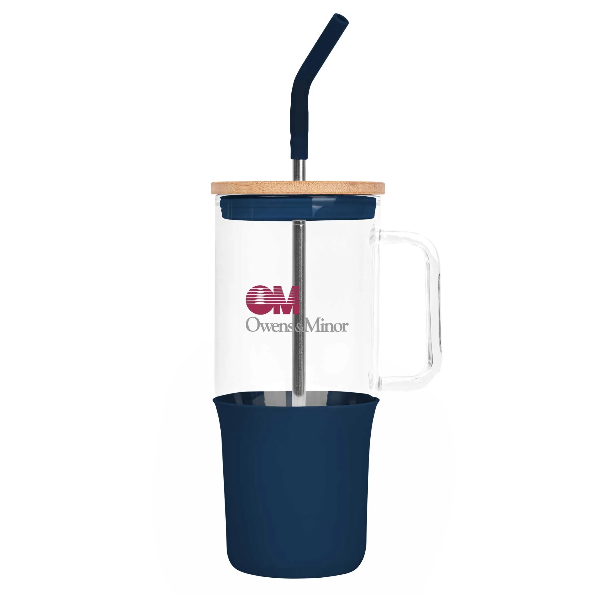 32oz. Glass Tumbler with Handle and Straw 9