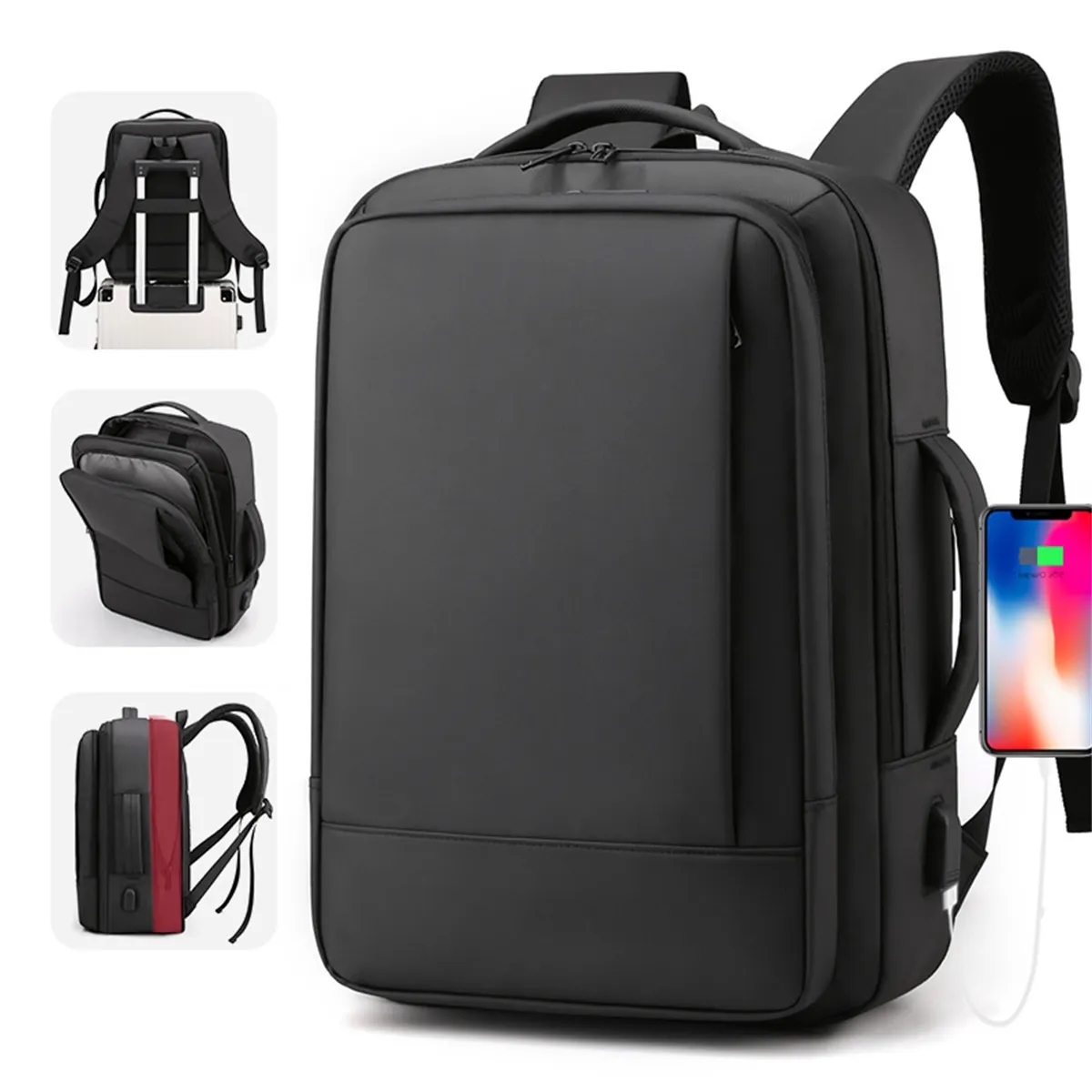 Slim Laptop Backpack for Men Expandable 15.6 Inch 4
