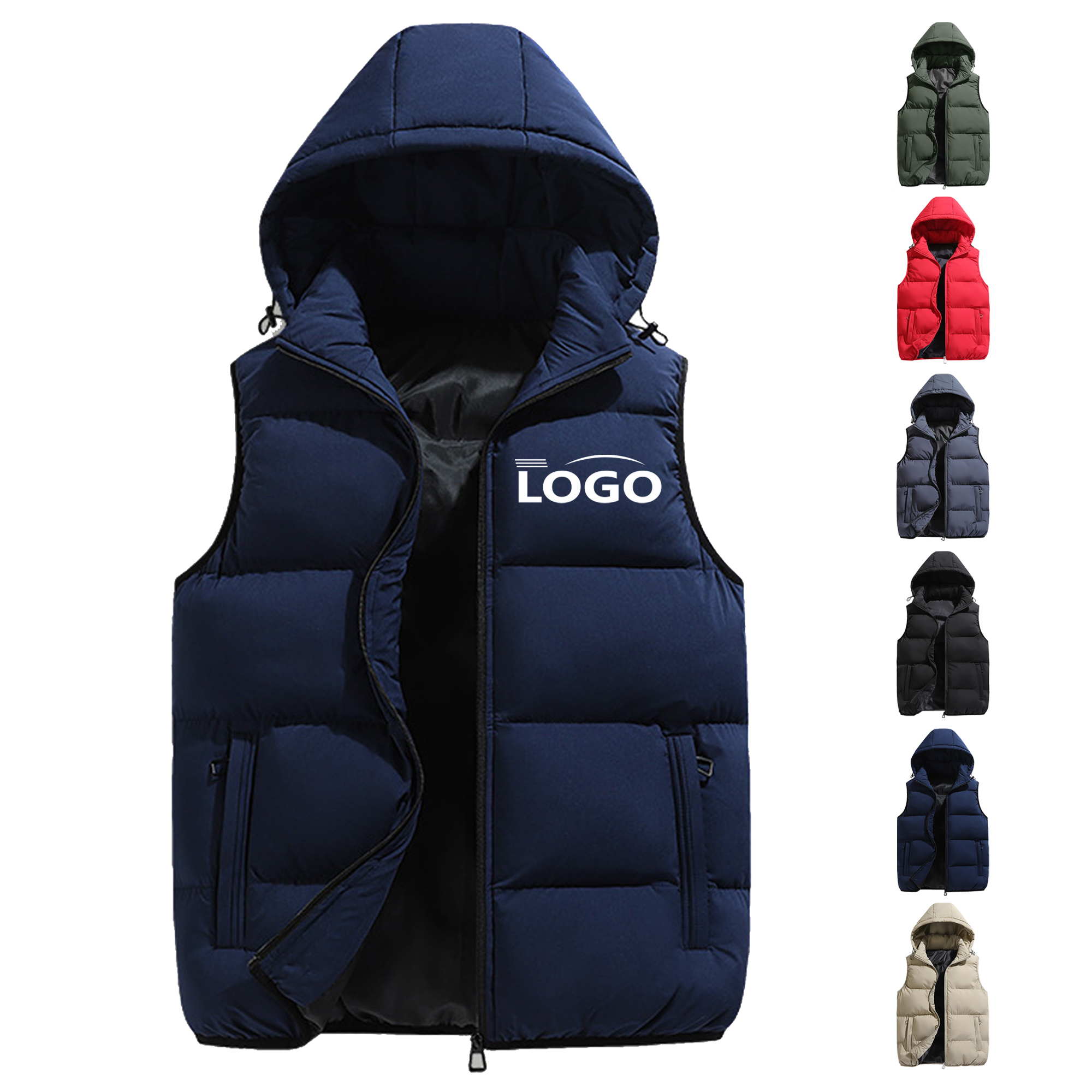 Large Size Hooded Vest for Men, custom jacket with logo imprint 4