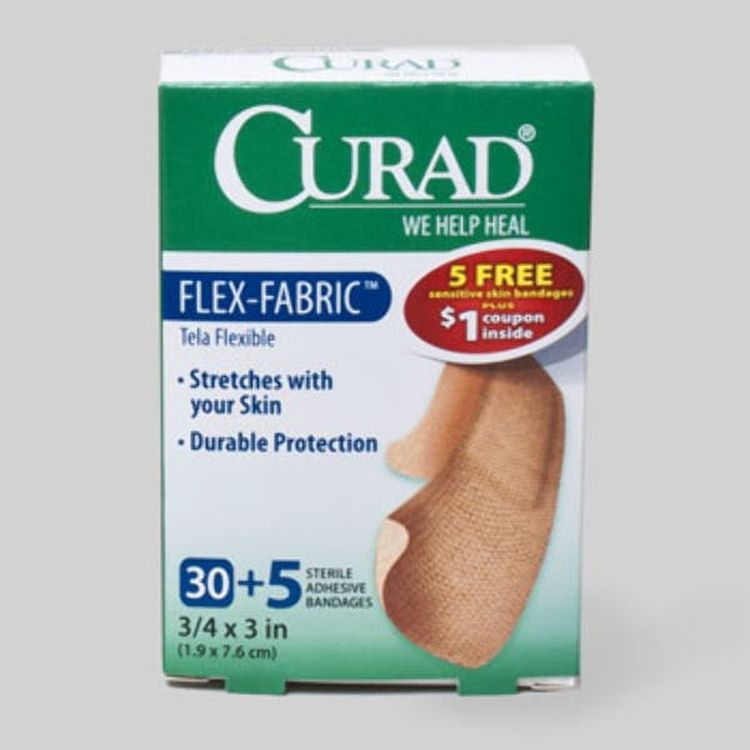 Curad Flex Fabric Bandages - 30 Count 0.75" x 3" 2