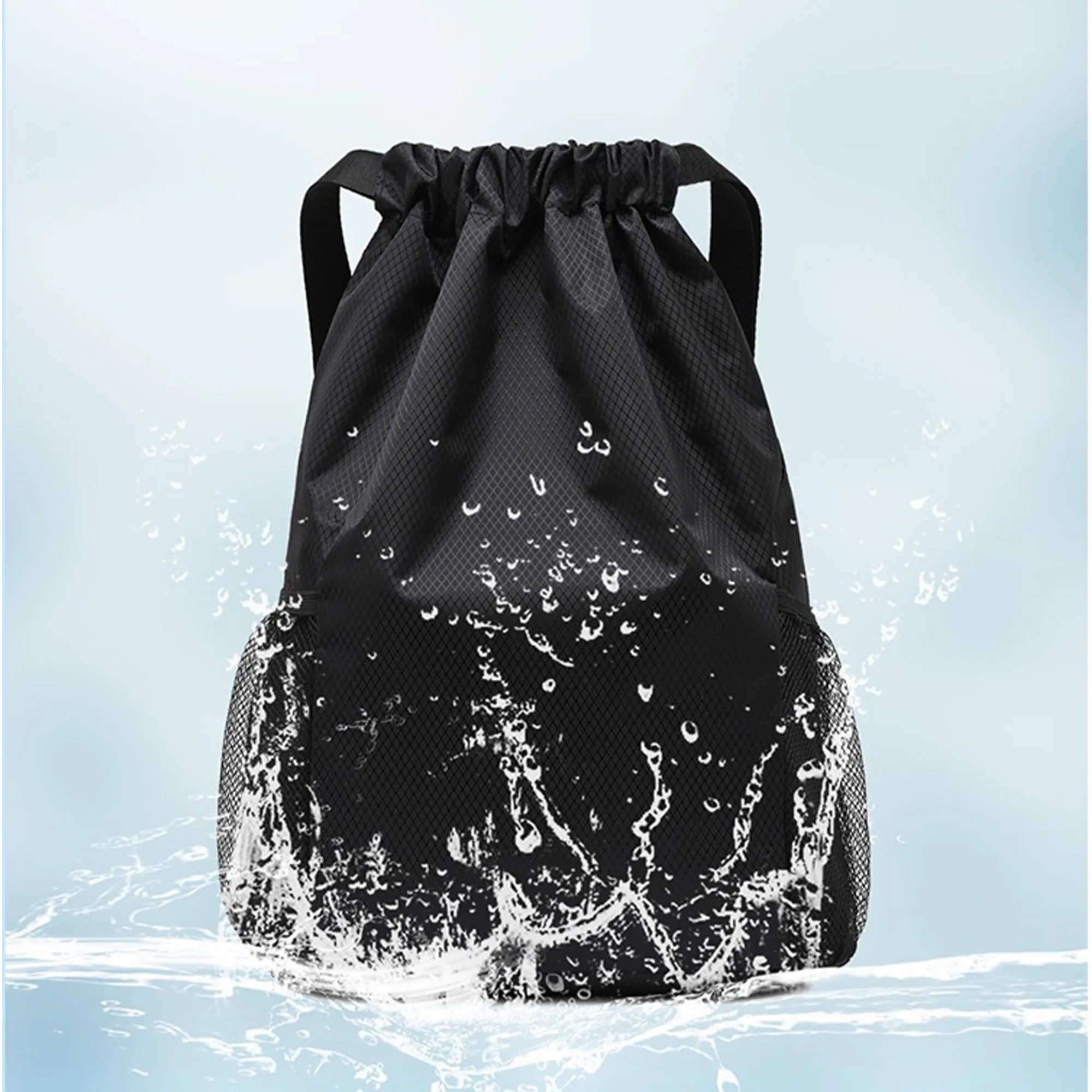 Oxford Waterproof Draw String Back Sack with Side Pockets MO 3