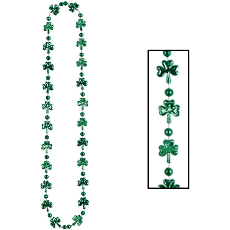 Shamrock Beads - Green 33" 2