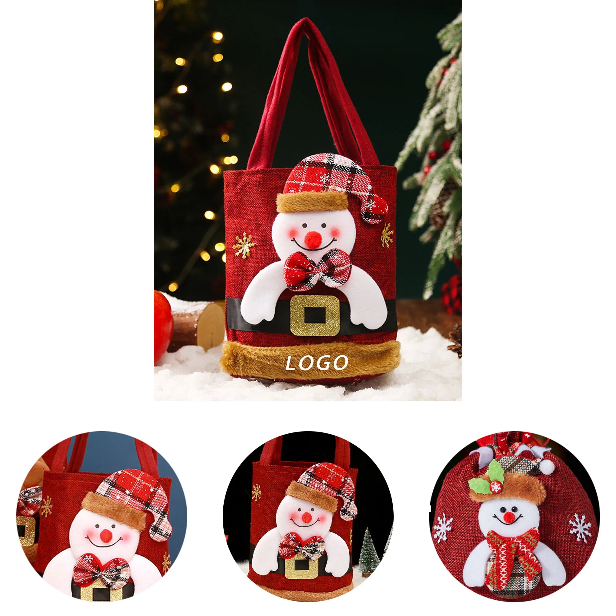 Christmas Handheld Gift Bag With Logo For Surprise, Holidays