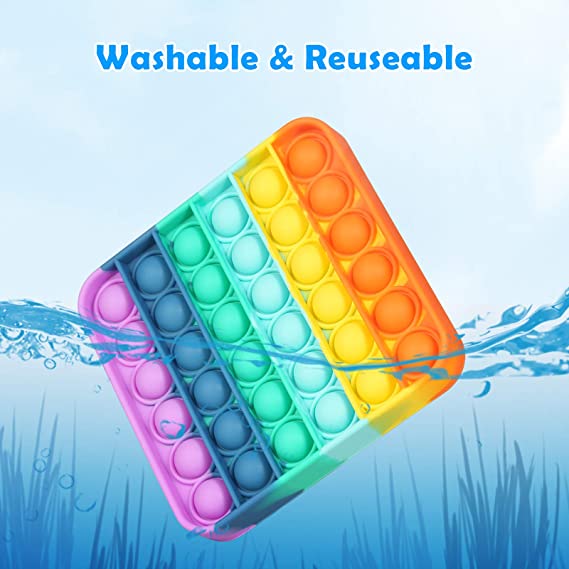 Square Shape Rainbow Color Push Pop Bubble Sensory Fidget Toy 6