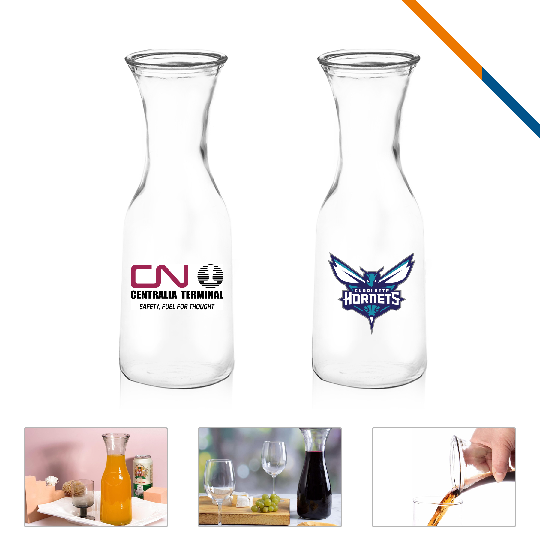 Vano Glass Carafes - 34 OZ. 1
