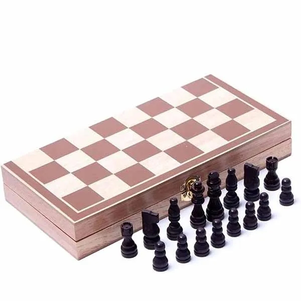 Wood Chess With Folding Board Desktop Game Set 9
