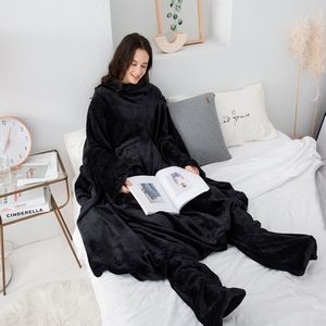 Wearable Fleece Blanket With Sleeves/Foot Pockets 4