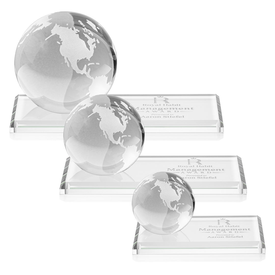 Globe Award on Rectangle Base - Clear