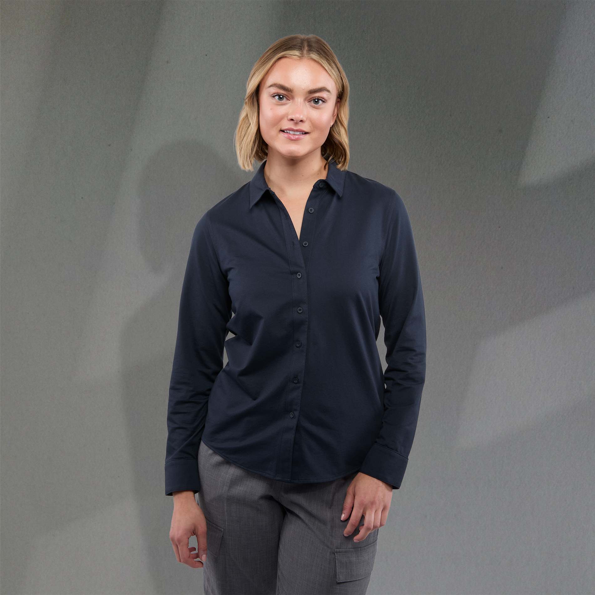 TATRA Eco Long Sleeve Knit Button Up Shirt-Women's 121