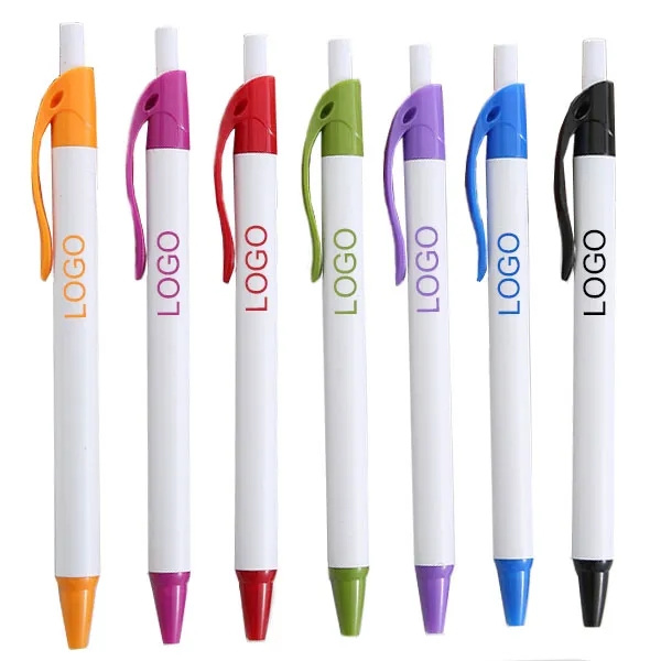 Cheap Plastic Ballpoint Pen W/ White Barrel 3
