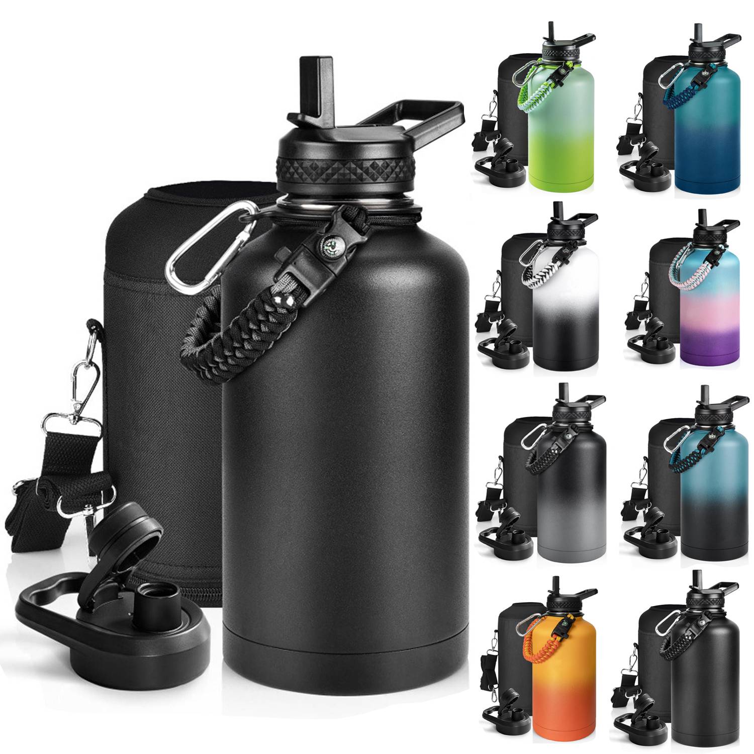 64oz Large Capacity Stainless Steel Insulated Water Bottle, custom water bottle with logo imprint 11