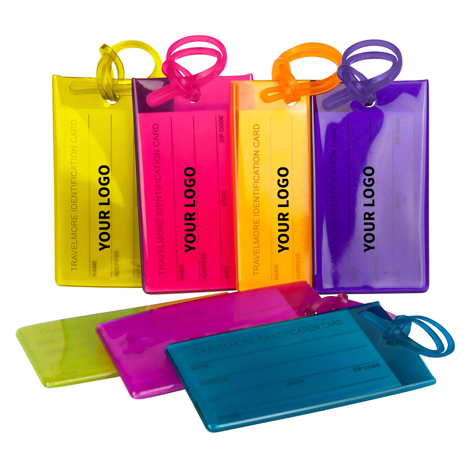 PVC Travel Identity Tag With Strap 4.6" x 2.6" 3