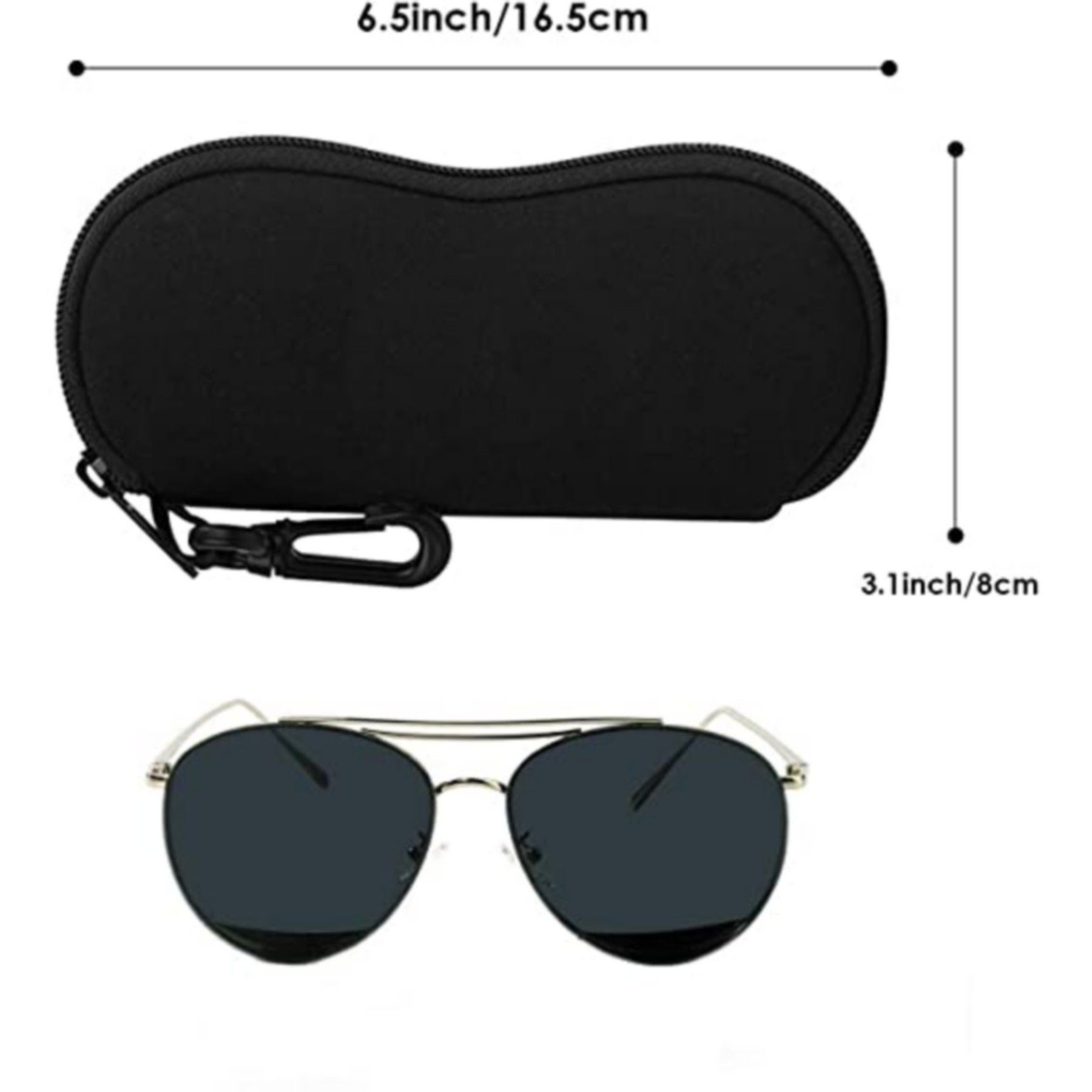 Neoprene Zipper Sunglasses Soft Case With Belt Clip 4