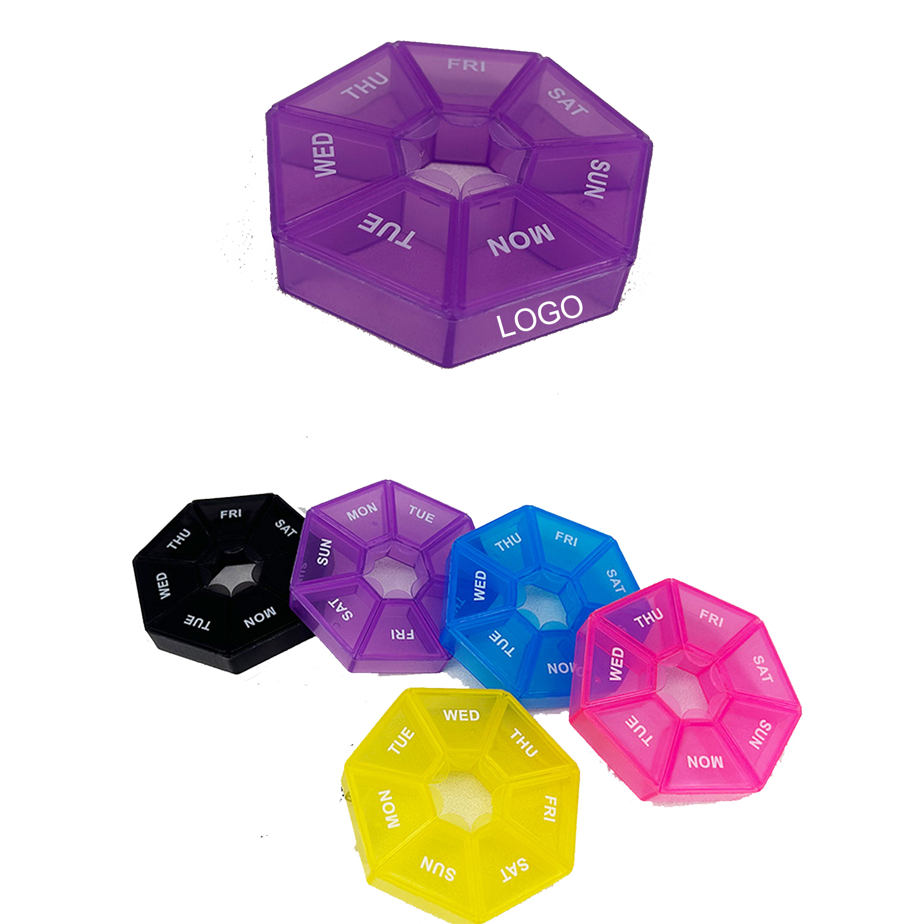 Round Weekly 7-Day Pill Box 1