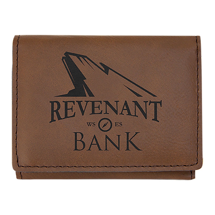 3" x 4" Dark Brown Leatherette Trifold Wallet 1