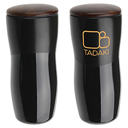 Adriano 12 oz Double-wall Ceramic Tumbler with Wood Lid 13