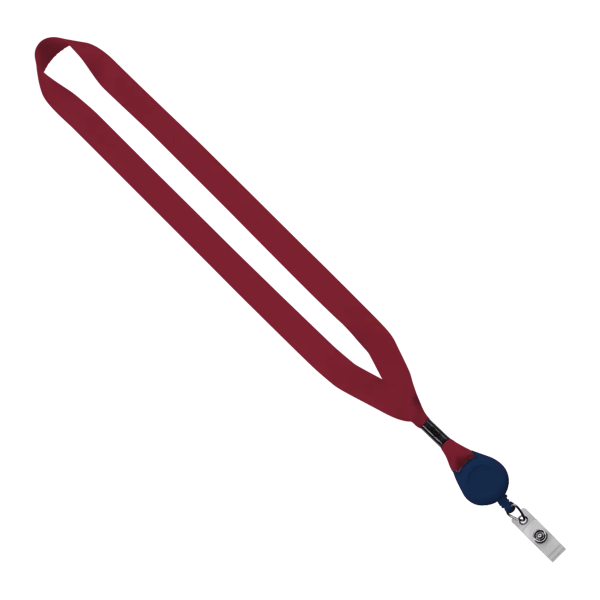 3/4" Polyester Lanyard with Metal Crimp & Retractable Badge Reel 334
