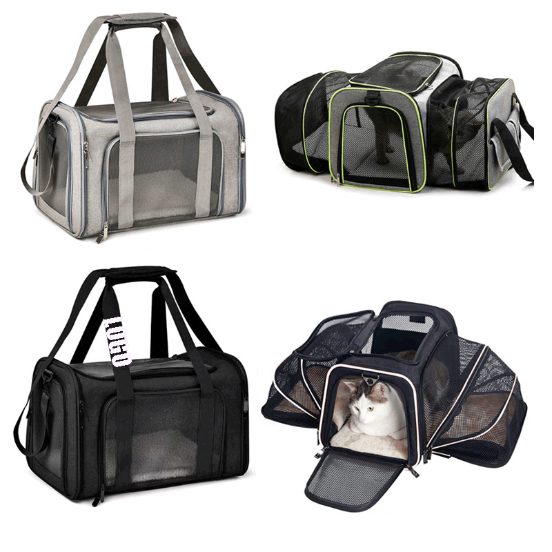 Folding Breathable Cat Dog Travel Pet Carrier Tote Bag/4 Sides Expandable Cat Travel Bag 1