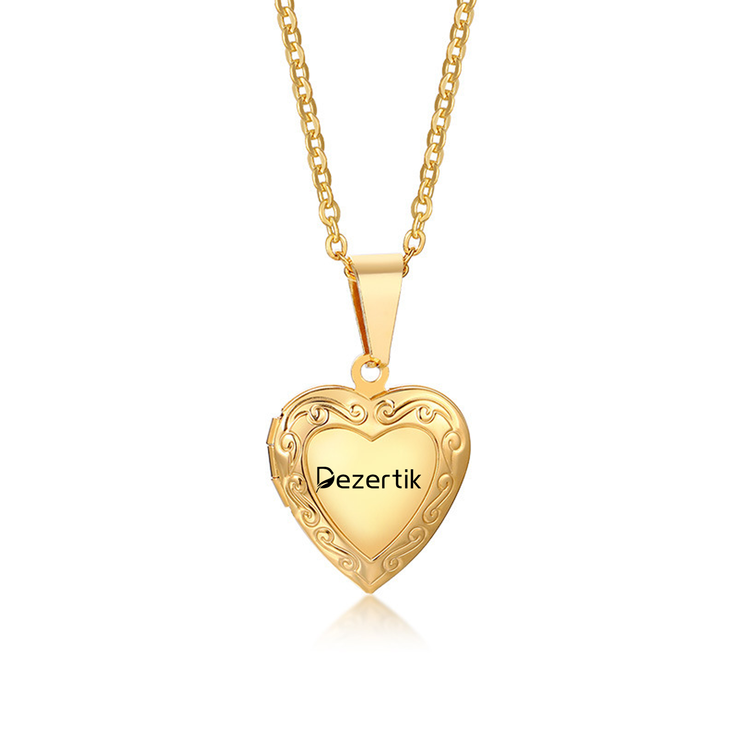 Golden Heart Shape Locket Necklace 4